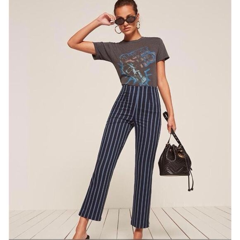 Reformation Marlon Striped Cropped Pants